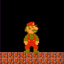 a pixel art of a man in overalls and a hat