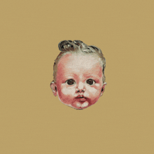 a painting of a baby 's face with a bun on his head