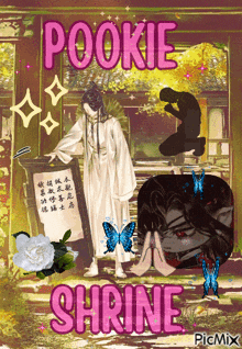 a poster that says pookie shrine with a picture of a man