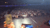 a blurred image of a crowd of people in a stadium