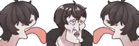 a cartoon drawing of a man with his tongue out