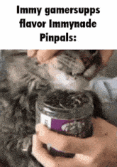 a person is holding a jar of immy flavor immynade pinpals