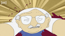 a cartoon drawing of an old man with glasses and a mustache with the letters [ as ] on the bottom