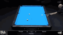 a pool table with a blue cloth that says diamond