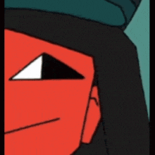 a close up of a cartoon character 's face with a big smile and a hat on .