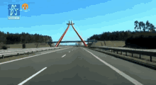 an empty highway with a ds logo on the bottom right