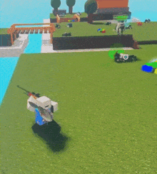 a video game is being played on a grassy island