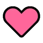 a pixel art drawing of a pink heart with a black outline on a white background .