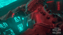 a poster for predator killer of killers shows a close up of a monster