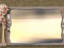 a picture frame with a vase of flowers on the bottom