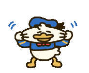 a cartoon drawing of donald duck covering his ears with his hands .