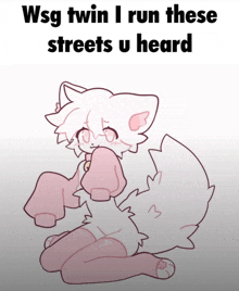 a drawing of a cat with the words " wsg twin i run these streets u heard "