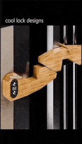 a picture of a wooden handle with the words cool lock designs written above it