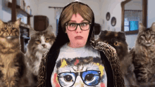Cat Shirt Nerdy Woman GIF - Cat Shirt Nerdy Woman Nerd GIFs