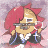 a cartoon character holding a glass of wine with the words vampire de rocio written on it