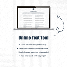 a laptop with a screen that says " online text tool " on it