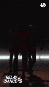 a group of girls are dancing with the words relay dance in the background