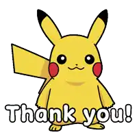 a pikachu says thank you with a waving paw