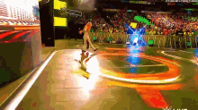 a wrestling match is being shown live on the w live channel