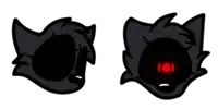 a cartoon drawing of a cat 's eyes with a red light coming out of them .
