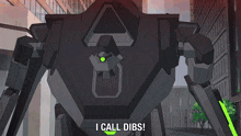 a robot says i call dibs in front of a city