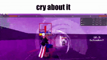 a screen shot of a video game with the words cry about it