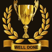 well done golden trophy