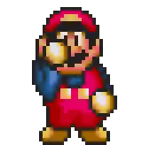 a pixel art of mario with a red hat