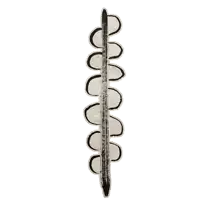 a black and white drawing of a stick with circles around it