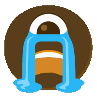 a letter a is crying with tears coming out of it 's mouth