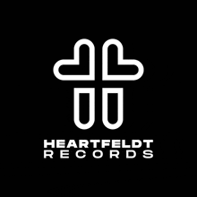 a logo for heartfeldt records with two hearts and a cross