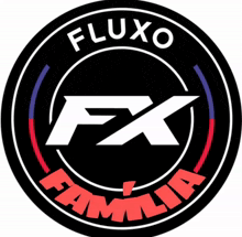 a black circle with fluxo fx familia written in red