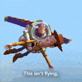 woody and buzz lightyear from toy story are flying in the sky
