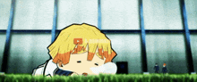 a cartoon character is laying in the grass with a youtube logo behind him