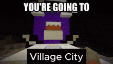 a screenshot of a video game with the words you 're going to village city