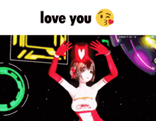 a picture of a girl dancing with the words love you