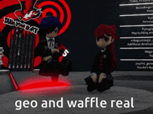a screenshot of a video game with the words geo and waffle real on the bottom