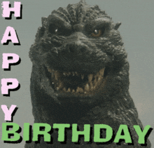 a picture of a monster with the words happy birthday written below it