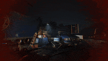 a homeland emergency response agency truck is lit up at night