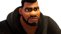 a cartoon man with a beard and a black hoodie