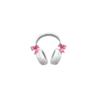 white headphones with pink bows on them on a white background