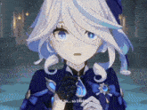 a girl with white hair and blue eyes says " aah so ... so lifelike "