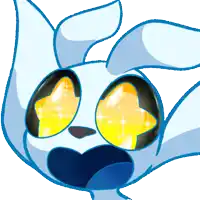 a cartoon drawing of a rabbit with glowing eyes