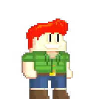 a pixel art drawing of a man with red hair