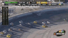 a nascar race is being shown on a nbc screen