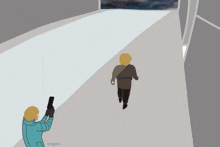 a drawing of a man holding a gun and another man running with a caption that says wagent