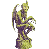 a pixel art of a statue of a monster