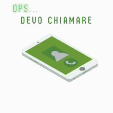 an illustration of a cell phone with the words ops devo chiamare