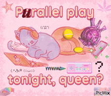 a pink poster that says parallel play on it
