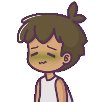 a cartoon drawing of a boy with a yellow spot on his face